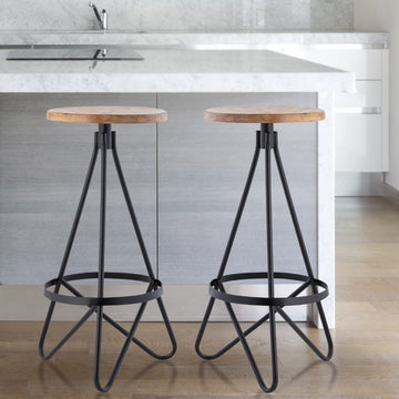Spiroa 30" Modern Industrial Metal Backless Circular Bar Stool